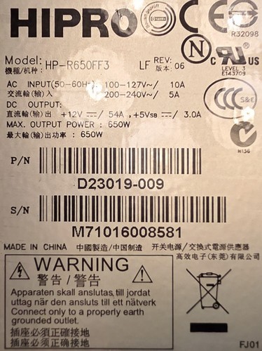 Hipro r650ff3 d23019 009 - hipro, d23019-009